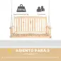 Banco Columpio de Madera de 2 Plazas Ajustable con Respaldo y Apoyabrazos para Exterior Jardín 117x69x60 cm Natural