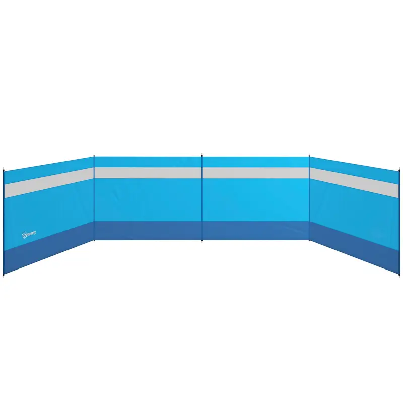 Cortavientos para Camping de 725 cm con Panel Transparente Postes de Acero, Estacas y Bolsa de Transporte para Exterior