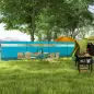 Cortavientos para Camping de 725 cm con Panel Transparente Postes de Acero, Estacas y Bolsa de Transporte para Exterior