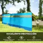 Cortavientos para Camping de 725 cm con Panel Transparente Postes de Acero, Estacas y Bolsa de Transporte para Exterior