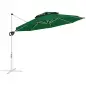 Parasol Excéntrico Ø292 cm con Manivela Giro 360° Inclinación Ajustable Doble Techo y Base Cruzada Verde Oscuro