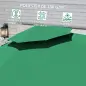 Parasol Excéntrico Ø292 cm con Manivela Giro 360° Inclinación Ajustable Doble Techo y Base Cruzada Verde Oscuro