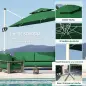 Parasol Excéntrico Ø292 cm con Manivela Giro 360° Inclinación Ajustable Doble Techo y Base Cruzada Verde Oscuro