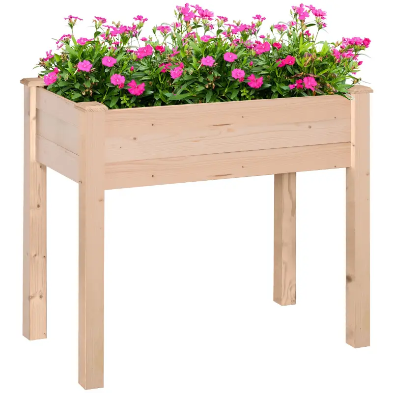 Huerto Urbano Elevado de Madera 86x46x76 cm con Tela no Tejida para Cultivos Plantas Flores Natural