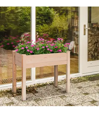 Huerto Urbano Elevado de Madera 86x46x76 cm con Tela no Tejida para Cultivos Plantas Flores Natural