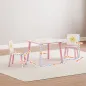 Mesa y Sillas Infantiles de 3 Piezas Mesa Infantil con 2 Sillas de Madera de Pino para niños de +3 Años 60x60x44 cm Rosa