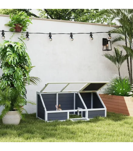 Casa para Tortugas de Madera sin Base con Tapas Abatible Puerta Frontal Abrible y Pestillos 120x55x50 cm Gris Claro