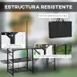 Mesa de Camping Plegable con Fregadero Soporte para Lámpara y Estantes para Barbacoas Picnics y Viajes 173x52x80-174cm