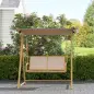 Columpio de Jardín de 2 Plazas con Toldo Ajustable y Estructura Triangular de Metal Carga 220 kg 160x112x162 cm Caqui