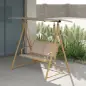 Columpio de Jardín de 2 Plazas con Toldo Ajustable y Estructura Triangular de Metal Carga 220 kg 160x112x162 cm Caqui
