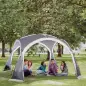 Carpa Portátil de Camping para 6-8 Personas con 4 Mosquiteros Gancho y Bolsa Anti-UV 350x350x230 cm Gris y Blanco
