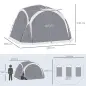 Carpa Portátil de Camping para 6-8 Personas con 4 Mosquiteros Gancho y Bolsa Anti-UV 350x350x230 cm Gris y Blanco