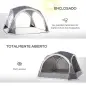 Carpa Portátil de Camping para 6-8 Personas con 4 Mosquiteros Gancho y Bolsa Anti-UV 350x350x230 cm Gris y Blanco