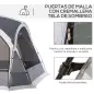 Carpa Portátil de Camping para 6-8 Personas con 4 Mosquiteros Gancho y Bolsa Anti-UV 350x350x230 cm Gris y Blanco