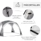 Carpa Portátil de Camping para 6-8 Personas con 4 Mosquiteros Gancho y Bolsa Anti-UV 350x350x230 cm Gris y Blanco