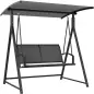 Columpio de Jardín de 2 Plazas con Toldo Ajustable y Estructura Triangular de Metal Carga 220 kg 160x112x162 cm Gris