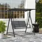 Columpio de Jardín de 2 Plazas con Toldo Ajustable y Estructura Triangular de Metal Carga 220 kg 160x112x162 cm Gris