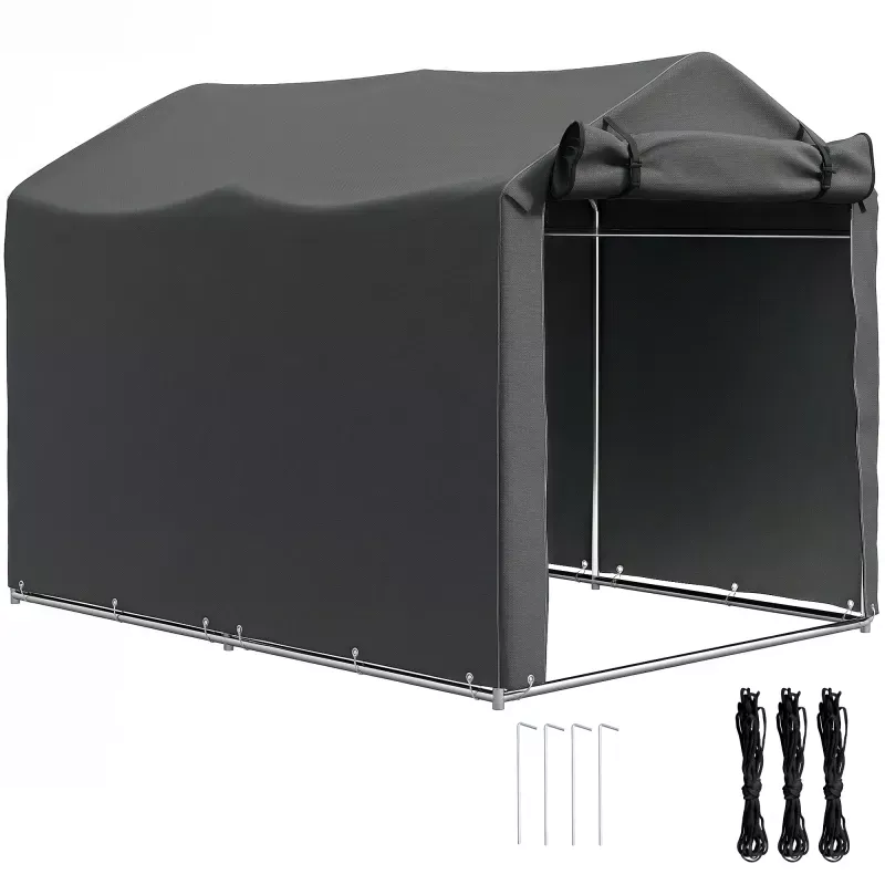 Carpa de Jardín Exterior para Herramientas Bicicletas 2,2x1,57x1,65 m con Puerta con Cremallera Impermeable Gris Oscuro Carpa de Jardín Exterior para Herramientas Bicicletas 2,2x1,57x1,65 m con Puerta con Cremallera Impermeable Gris Oscuro