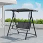 Columpio de Jardín de 2 Plazas con Toldo Ajustable y Estructura Triangular de Metal Carga 220 kg 160x112x162 cm Gris