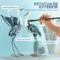 Set de 2 Estatuas de Grulla de Acero para Jardín con Pintura Resistente y Estacas de Suelo para Decoración de Césped