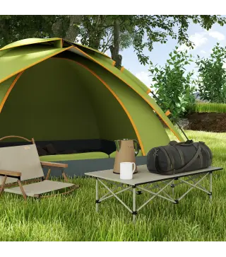 Mesa de Camping Plegable con Encimera Enrollable y Bolsa Mesa de Pícnic Portátil para Acampar 95x55x50cm Caqui