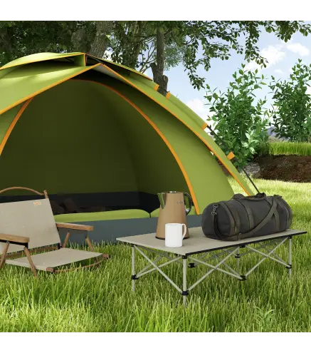 Mesa de Camping Plegable con Encimera Enrollable y Bolsa Mesa de Pícnic Portátil para Acampar 95x55x50cm Caqui