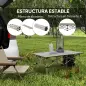 Mesa de Camping Plegable con Encimera Enrollable y Bolsa Mesa de Pícnic Portátil para Acampar 95x55x50cm Caqui