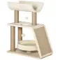 Mini Rascador para Gatos con Postes de Yute Plataforma en U Cama de Felpa y Juguetes Colgantes 60x30x76 cm Marrón Claro Mini Rascador para Gatos con Postes de Yute Plataforma en U Cama de Felpa y Juguetes Colgantes 60x30x76 cm Marrón Claro