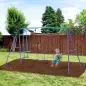 Juego de Columpios de Jardín de Metal con Altura Ajustable 2 Columpios y Balancín 280x140x176 cm Morado y Azul