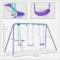 Juego de Columpios de Jardín de Metal con Altura Ajustable 2 Columpios y Balancín 280x140x176 cm Morado y Azul