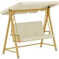 Columpio de Jardín con Toldo Ajustable para Tres Personas Estructura Metálica y Cojines 195x120x170 cm Beige Columpio de Jardín con Toldo Ajustable para Tres Personas Estructura Metálica y Cojines 195x120x170 cm Beige