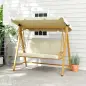 Columpio de Jardín con Toldo Ajustable para Tres Personas Estructura Metálica y Cojines 195x120x170 cm Beige