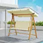 Columpio de Jardín con Toldo Ajustable para Tres Personas Estructura Metálica y Cojines 195x120x170 cm Beige