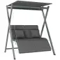 Columpio de Jardín de 2 Plazas Convertible en Cama con Toldo Ajustable UV30+ y Cojines 142x130x168 cm Gris Oscuro