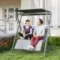 Columpio de Jardín de 2 Plazas Convertible en Cama con Toldo Ajustable UV30+ y Cojines 142x130x168 cm Gris Oscuro