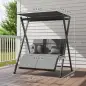 Columpio de Jardín de 2 Plazas Convertible en Cama con Toldo Ajustable UV30+ y Cojines 142x130x168 cm Gris Oscuro