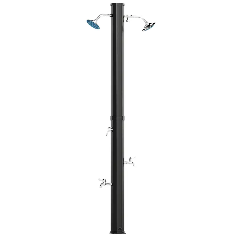 Ducha Solar Exterior 35 L con 2 Cabezales Giratorios Duchas para Pies y Agua Caliente Máximo 55℃ 73x18x217 cm Negro