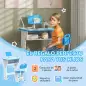Juego de Escritorio y Silla Infantil de +6 Años Altura Ajustable con 1 Cajón y Estante para Libros 60x45x90-102 cm Azul