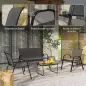 Conjunto de Muebles de Jardín de 4 Piezas con 2 Sillas Apilables y Banco de 2 Plazas con Mesa de Café de Vidrio Negro