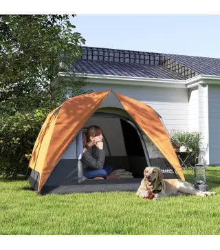 Tienda de Camping para 4 Personas Impermeable Fácil Instalación y Bolsa de Transporte Incluida 200x200x135 cm Gris