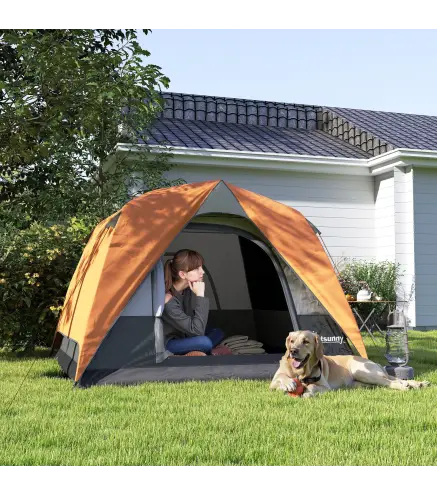 Tienda de Camping para 4 Personas Impermeable Fácil Instalación y Bolsa de Transporte Incluida 200x200x135 cm Gris