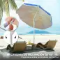 Sombrilla de Playa Grande con Protección UV UPF50+ Inclinación Ajustable y Bolsa de Transporte Ø180x196 cm Multicolor