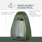 Tienda de Ducha Camping Portátil con Bolsillo Bolsa de Transporte y UV 20+ para Baño Inodoro 126x124x189 cm Verde Oliva