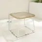 Mesa de Jardín de Ratán Sintético con Encimera de Vidrio Templado y Patas Ajustables para Exterior 50x50x44 cm Natural