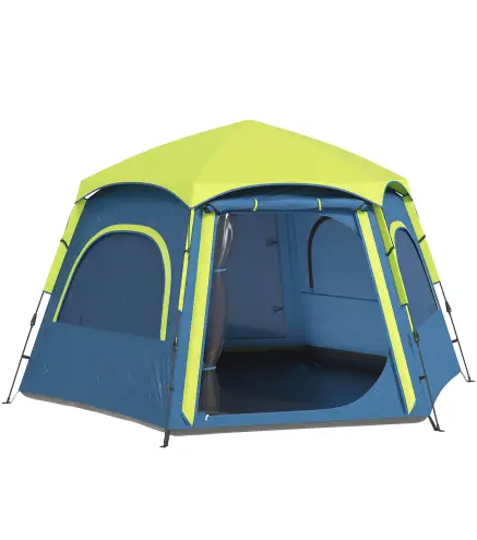 Tienda de Campaña para 4 Personas con Fácil Montaje Protección UV y Bolsa de Transporte 280x240x155 cm Azul