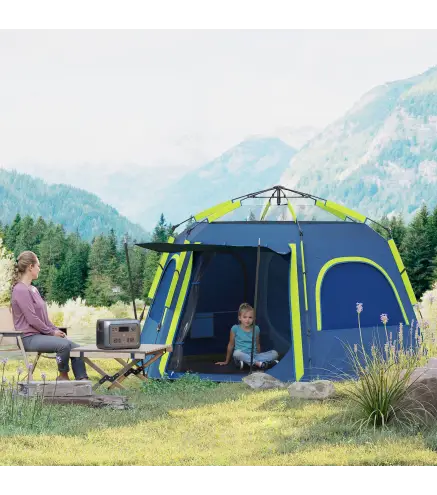 Tienda de Campaña para 4 Personas con Fácil Montaje Protección UV y Bolsa de Transporte 280x240x155 cm Azul
