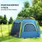Tienda de Campaña para 4 Personas con Fácil Montaje Protección UV y Bolsa de Transporte 280x240x155 cm Azul
