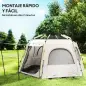 Tienda de Campaña para 4 Personas con Fácil Montaje Protección UV y Bolsa de Transporte 280x240x155 cm Blanco y Beige