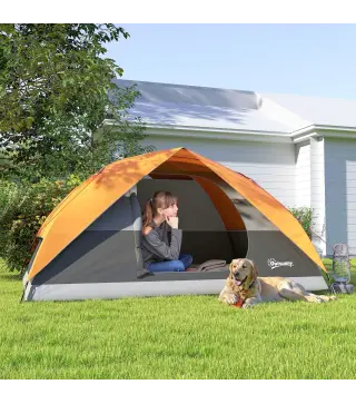 Tienda de Camping para 4 Personas Impermeable Fácil Instalación y Bolsa de Transporte Incluida 200x200x135 cm Gris