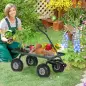Carrito de Jardín con Manija Acolchada y 4 Ruedas Grandes Estructura de Acero Carga 150 kg 94x48,5x100 cm Verde y Negro